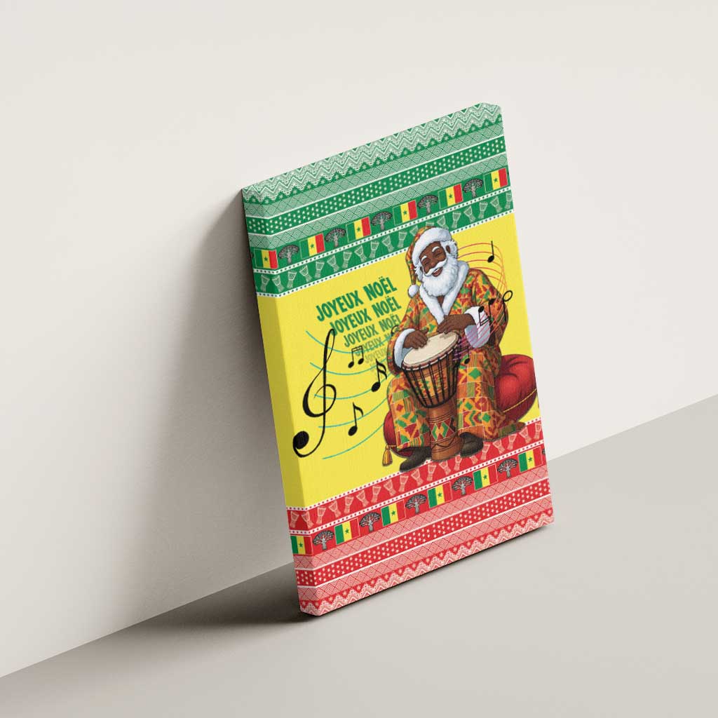 Afro Chirstmas in Senegal Canvas Wall Art Black Santa Playing Djembe Drum - African Pride
