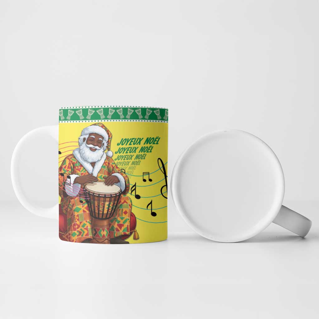 Senegal Christmas Ceramic Mug Black Santa Playing Djembe Drum