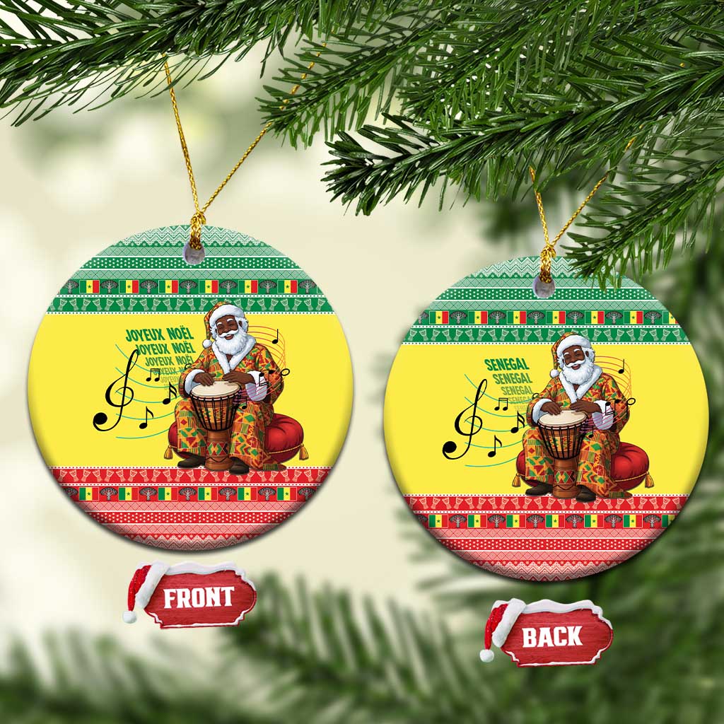 Afro Chirstmas in Senegal Ceramic Ornament Black Santa Playing Djembe Drum - African Pride