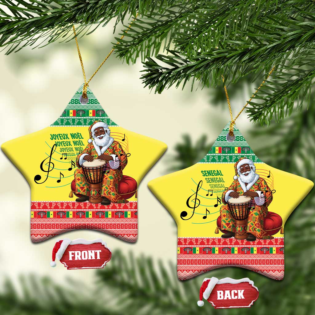Afro Chirstmas in Senegal Ceramic Ornament Black Santa Playing Djembe Drum - African Pride