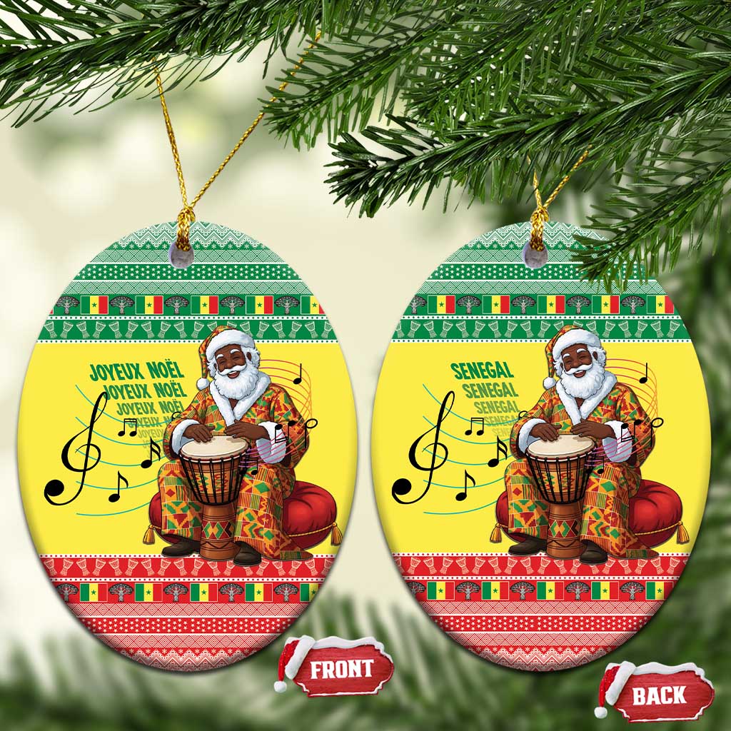 Afro Chirstmas in Senegal Ceramic Ornament Black Santa Playing Djembe Drum - African Pride