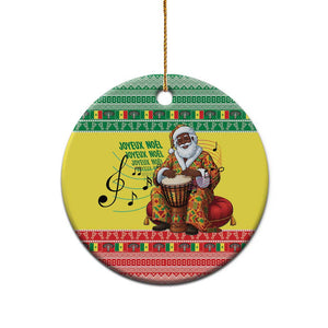 Afro Chirstmas in Senegal Ceramic Ornament Black Santa Playing Djembe Drum - African Pride