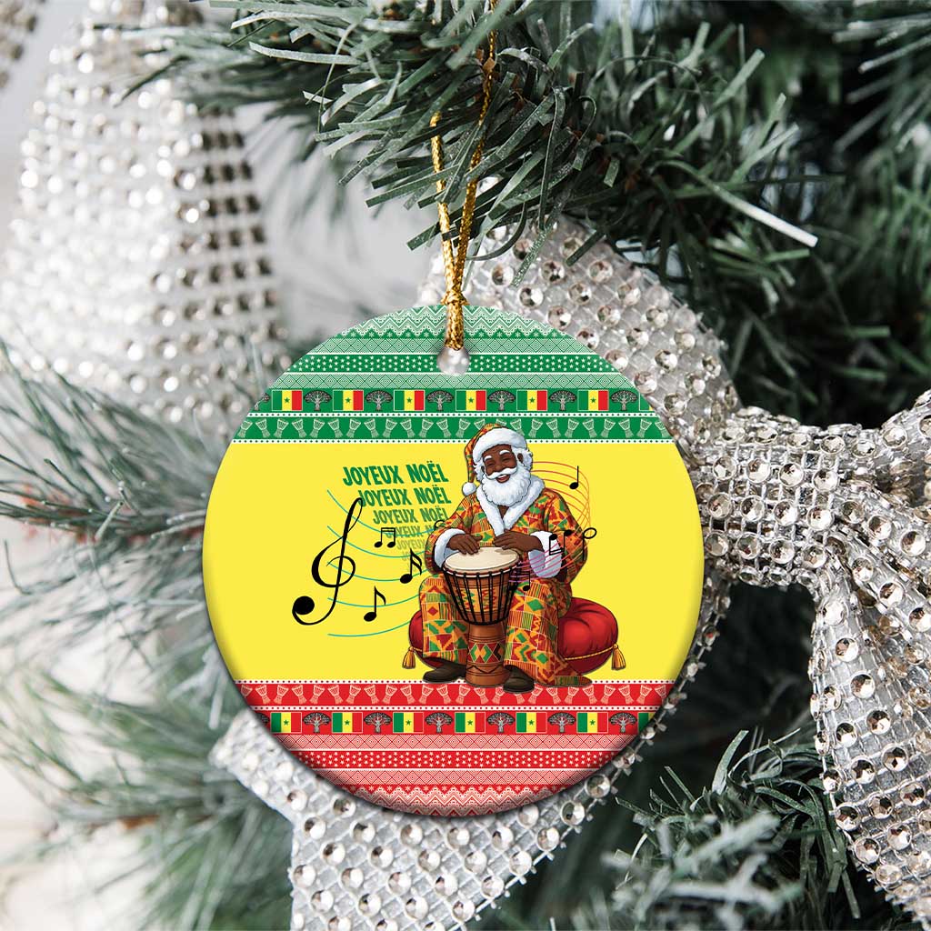 Afro Chirstmas in Senegal Ceramic Ornament Black Santa Playing Djembe Drum - African Pride