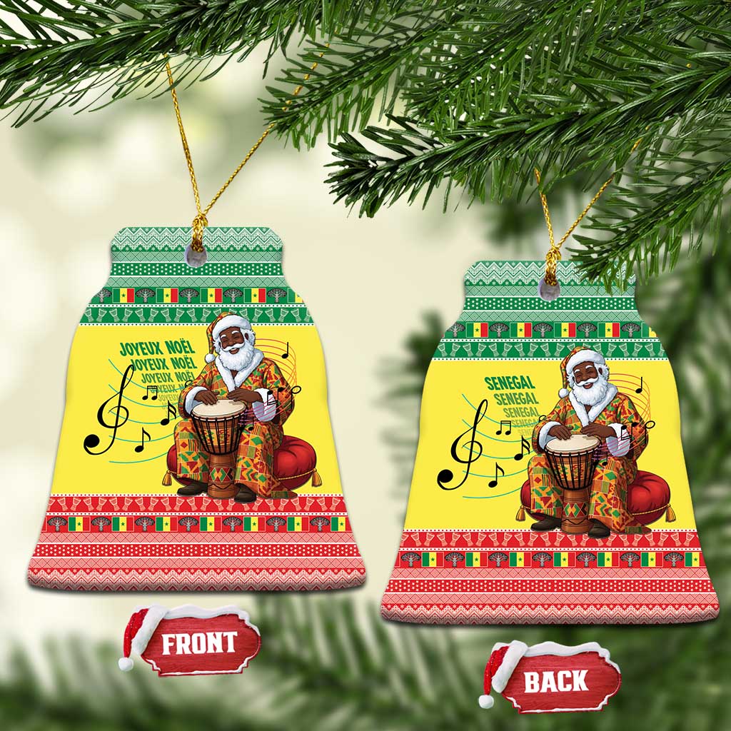 Afro Chirstmas in Senegal Ceramic Ornament Black Santa Playing Djembe Drum - African Pride