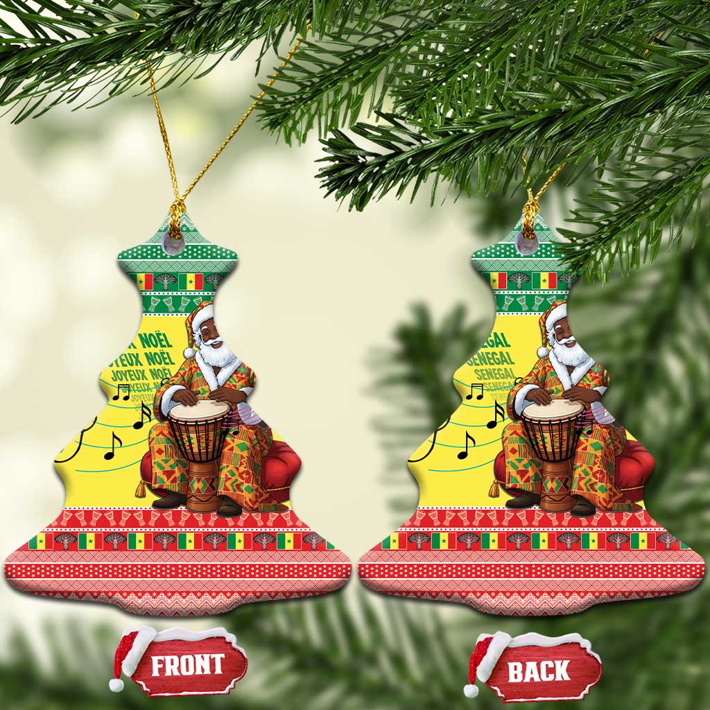 Afro Chirstmas in Senegal Ceramic Ornament Black Santa Playing Djembe Drum - African Pride