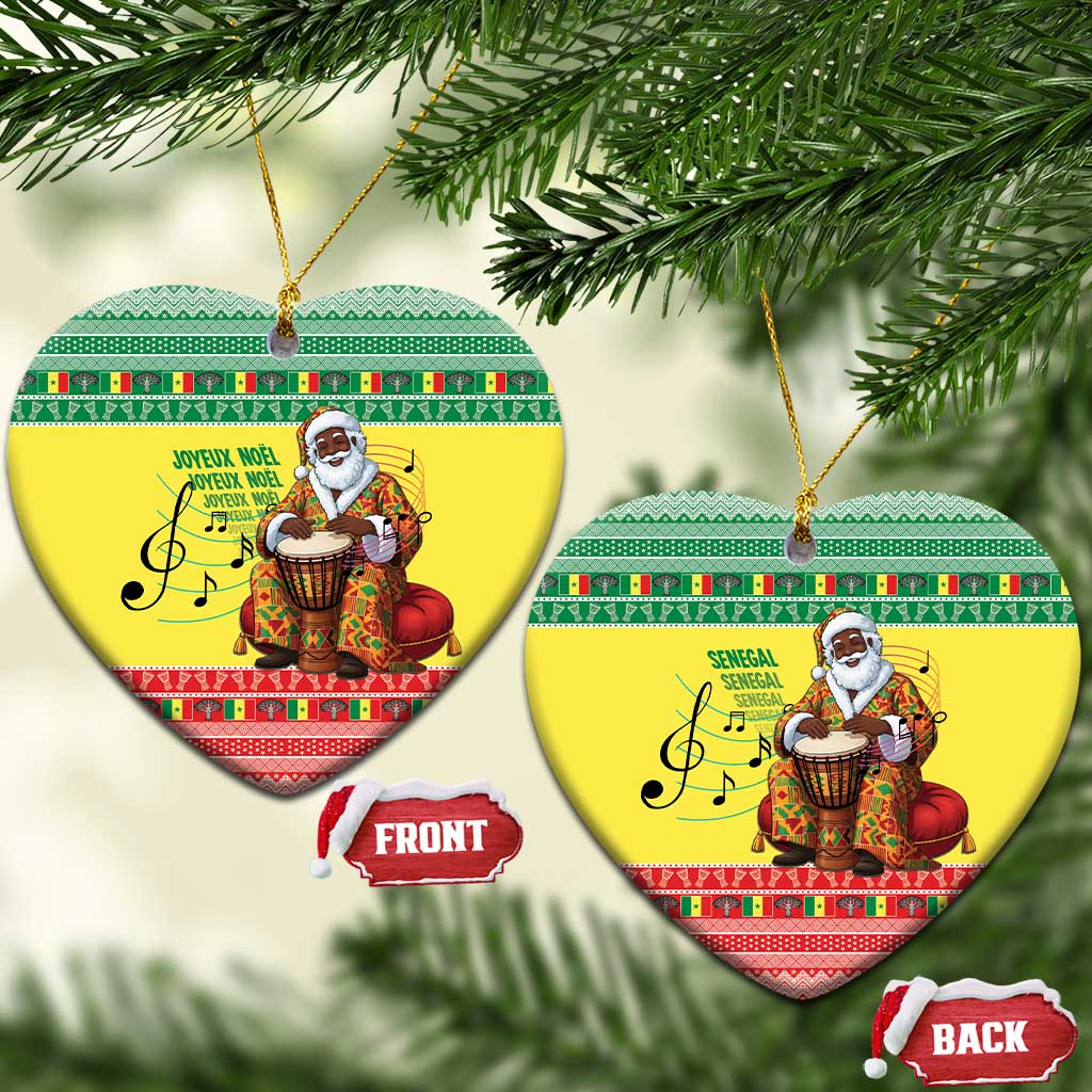 Afro Chirstmas in Senegal Ceramic Ornament Black Santa Playing Djembe Drum - African Pride