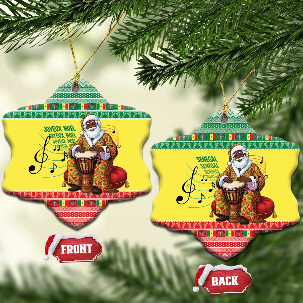 Afro Chirstmas in Senegal Ceramic Ornament Black Santa Playing Djembe Drum - African Pride