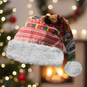 Afro Chirstmas in Senegal Christmas Santa Hat Black Santa Playing Djembe Drum - African Pride