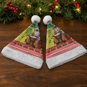 Afro Chirstmas in Senegal Christmas Santa Hat Black Santa Playing Djembe Drum - African Pride