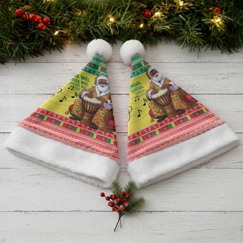 Afro Chirstmas in Senegal Christmas Santa Hat Black Santa Playing Djembe Drum - African Pride