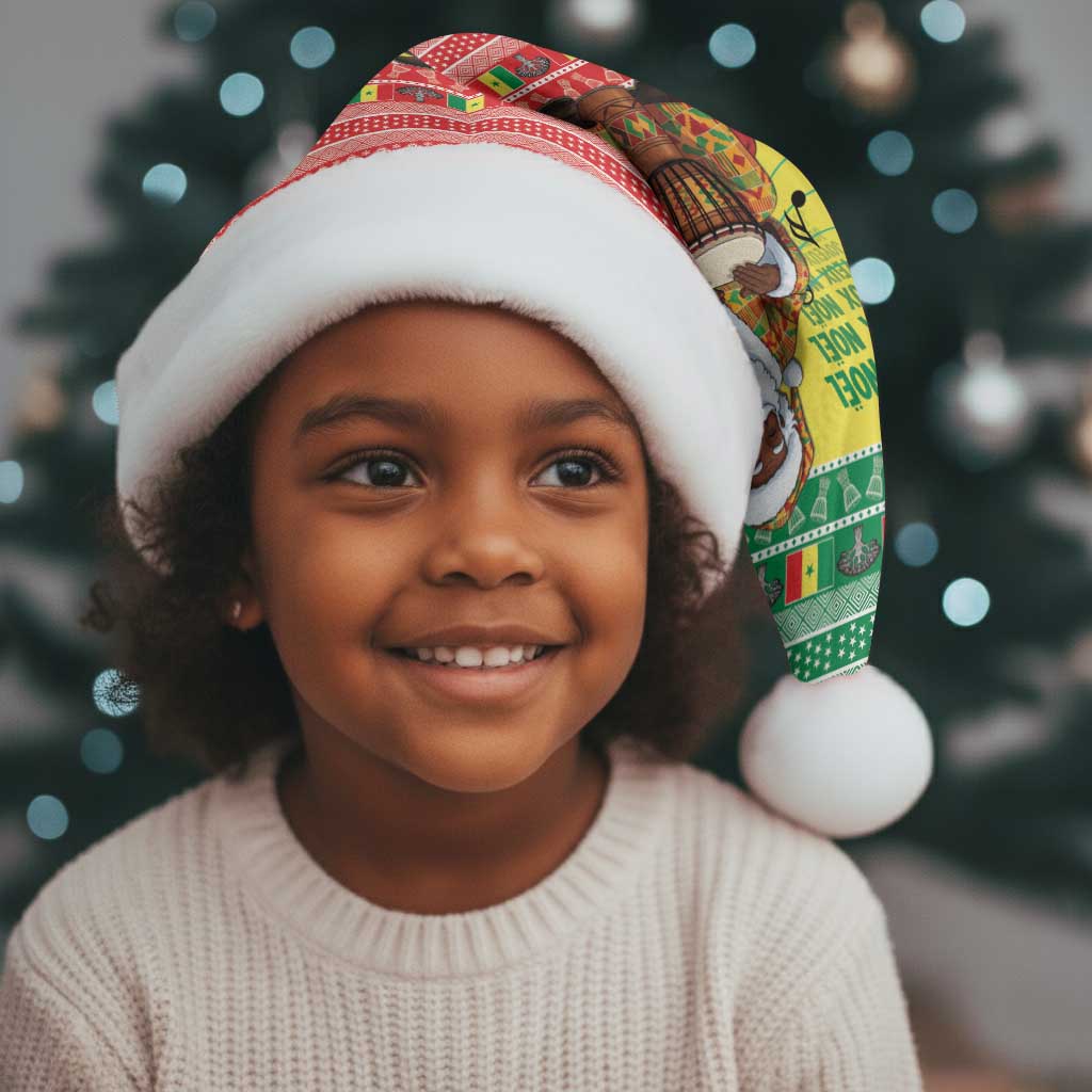 Afro Chirstmas in Senegal Christmas Santa Hat Black Santa Playing Djembe Drum - African Pride