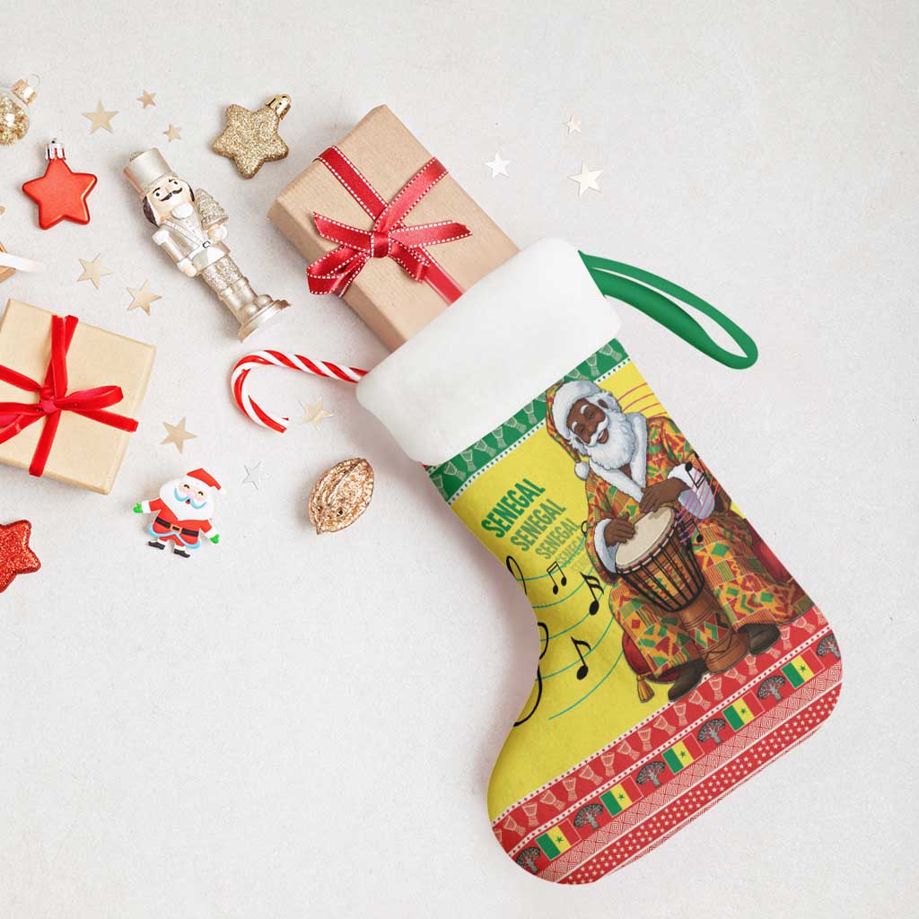 Afro Chirstmas in Senegal Christmas Stocking Black Santa Playing Djembe Drum - African Pride