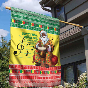Afro Chirstmas in Senegal Garden Flag Black Santa Playing Djembe Drum - African Pride