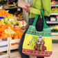 Afro Chirstmas in Senegal Grocery Bag Black Santa Playing Djembe Drum - African Pride