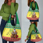Afro Chirstmas in Senegal Grocery Bag Black Santa Playing Djembe Drum - African Pride