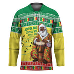 Senegal Christmas Hockey Jersey Black Santa Playing Djembe Drum