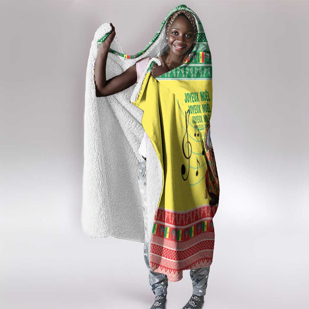 Afro Chirstmas in Senegal Hooded Blanket Black Santa Playing Djembe Drum - African Pride