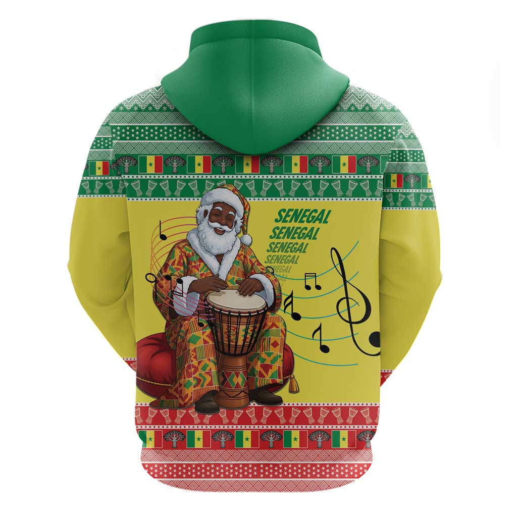 Afro Chirstmas in Senegal Hoodie Black Santa Playing Djembe Drum - African Pride
