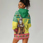 Afro Chirstmas in Senegal Hoodie Dress Black Santa Playing Djembe Drum - African Pride