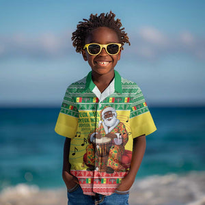 Afro Chirstmas in Senegal Kid Hawaiian Shirt Black Santa Playing Djembe Drum - African Pride