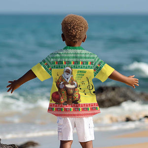 Afro Chirstmas in Senegal Kid Hawaiian Shirt Black Santa Playing Djembe Drum - African Pride