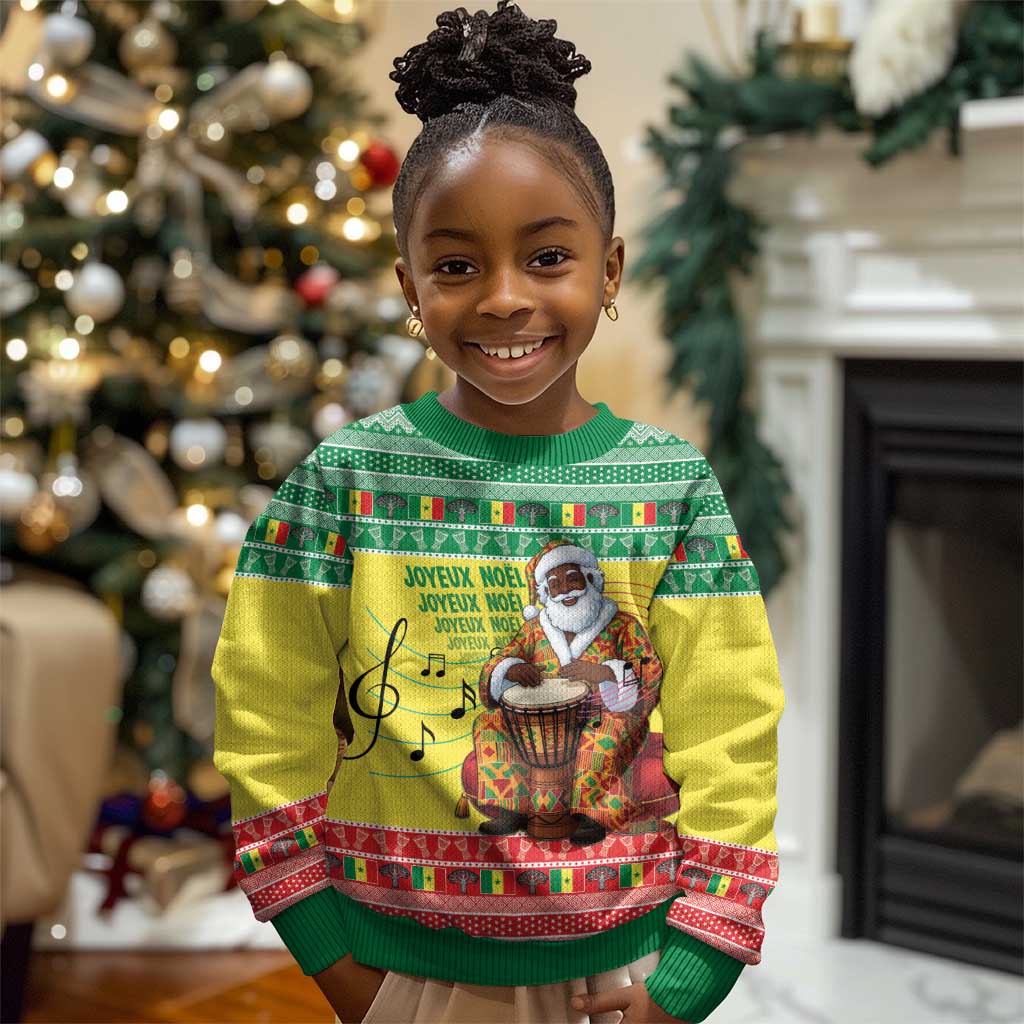 Afro Chirstmas in Senegal Kid Ugly Christmas Sweater Black Santa Playing Djembe Drum - African Pride