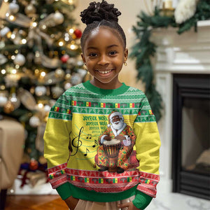 Afro Chirstmas in Senegal Kid Ugly Christmas Sweater Black Santa Playing Djembe Drum - African Pride