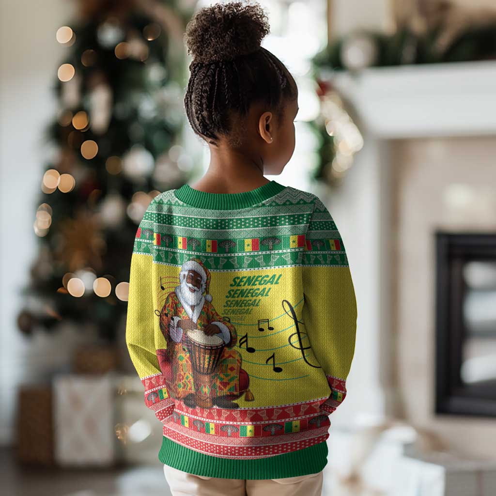 Afro Chirstmas in Senegal Kid Ugly Christmas Sweater Black Santa Playing Djembe Drum - African Pride