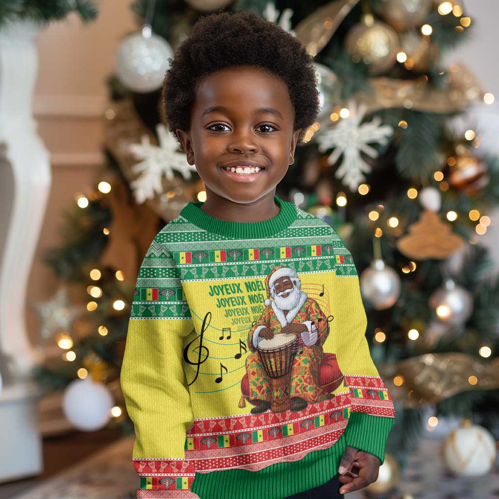 Afro Chirstmas in Senegal Kid Ugly Christmas Sweater Black Santa Playing Djembe Drum - African Pride