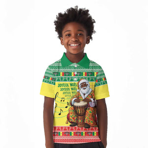 Afro Chirstmas in Senegal Kid Polo Shirt Black Santa Playing Djembe Drum - African Pride