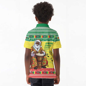 Afro Chirstmas in Senegal Kid Polo Shirt Black Santa Playing Djembe Drum - African Pride