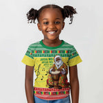 Afro Chirstmas in Senegal Kid T shirt Black Santa Playing Djembe Drum - African Pride