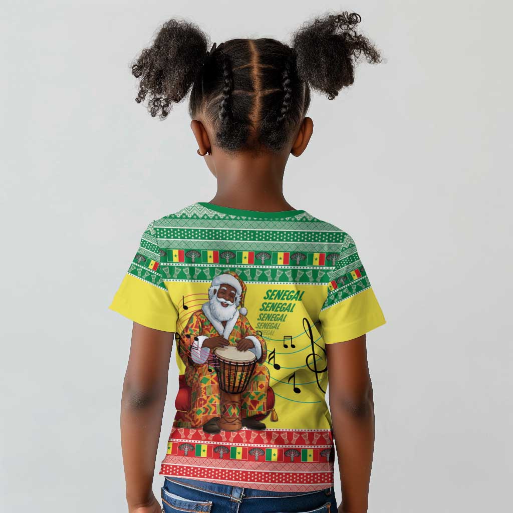 Afro Chirstmas in Senegal Kid T shirt Black Santa Playing Djembe Drum - African Pride