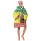 Afro Chirstmas in Senegal Kid Wearable Blanket Hoodie Black Santa Playing Djembe Drum - African Pride