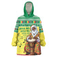 Afro Chirstmas in Senegal Kid Wearable Blanket Hoodie Black Santa Playing Djembe Drum - African Pride