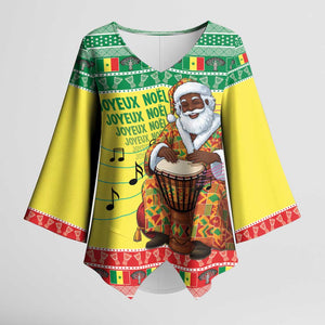 Senegal Christmas Kimono Sleeve Blouse Black Santa Playing Djembe Drum