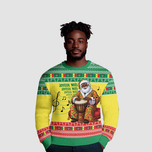 Afro Chirstmas in Senegal Ugly Christmas Sweater Black Santa Playing Djembe Drum - African Pride