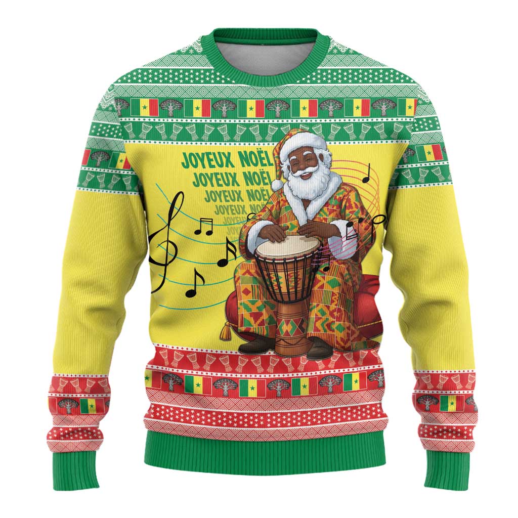Afro Chirstmas in Senegal Ugly Christmas Sweater Black Santa Playing Djembe Drum - African Pride