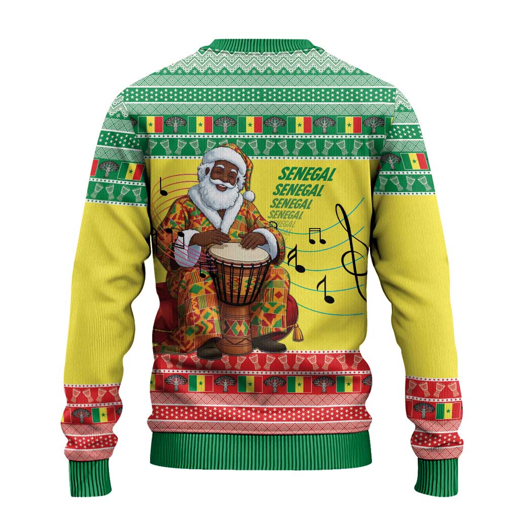 Afro Chirstmas in Senegal Ugly Christmas Sweater Black Santa Playing Djembe Drum - African Pride