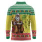 Afro Chirstmas in Senegal Long Sleeve Polo Shirt Black Santa Playing Djembe Drum - African Pride