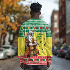 Afro Chirstmas in Senegal Long Sleeve Shirt Black Santa Playing Djembe Drum - African Pride