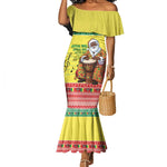 Afro Chirstmas in Senegal Mermaid Dress Black Santa Playing Djembe Drum - African Pride
