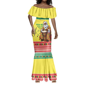 Afro Chirstmas in Senegal Mermaid Dress Black Santa Playing Djembe Drum - African Pride