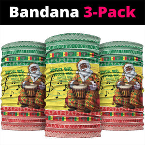 Afro Chirstmas in Senegal Neck Gaiter Black Santa Playing Djembe Drum - African Pride