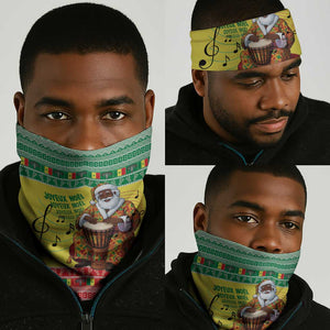 Afro Chirstmas in Senegal Neck Gaiter Black Santa Playing Djembe Drum - African Pride