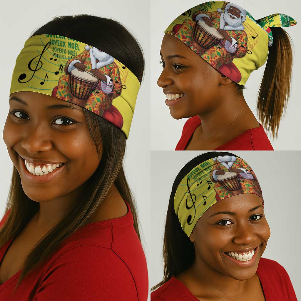 Afro Chirstmas in Senegal Neck Gaiter Black Santa Playing Djembe Drum - African Pride