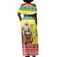 Afro Chirstmas in Senegal Off Shoulder Maxi Dress Black Santa Playing Djembe Drum - African Pride