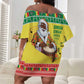 Afro Chirstmas in Senegal Off Shoulder Short Dress Black Santa Playing Djembe Drum - African Pride