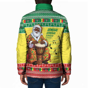 Senegal Christmas Padded Jacket Black Santa Playing Djembe Drum