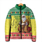 Senegal Christmas Padded Jacket Black Santa Playing Djembe Drum